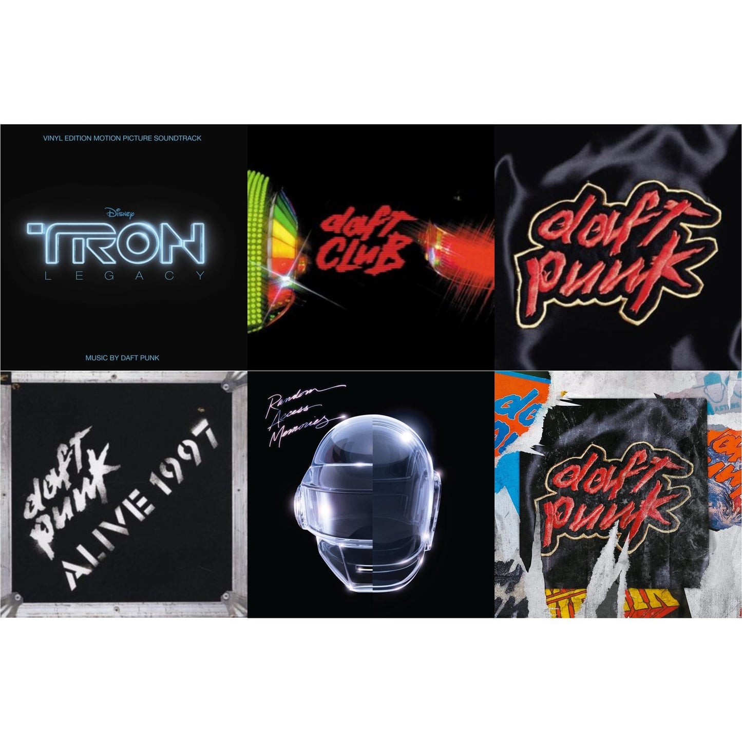 This is a 6 LP Vinyl SKU bundle.
1.This LP Vinyl is brand new.Format: LP VinylMusic Style: SoundtrackThis item's title is: Tron: Legacy Ost (2LP/180G)Artist: Daft PunkLabel: WALT DISNEY RECORDSBarcode: 050087239855Release Date: 8/21/2015
2.This LP Vinyl is brand new.