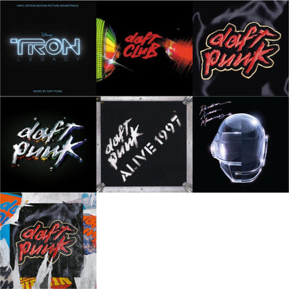 This is a 7 LP Vinyl SKU bundle.
1.This LP Vinyl is brand new.Format: LP VinylMusic Style: SoundtrackThis item's title is: Tron: Legacy Ost (2LP/180G)Artist: Daft PunkLabel: WALT DISNEY RECORDSBarcode: 050087239855Release Date: 8/21/2015
2.This LP Vinyl is brand new.