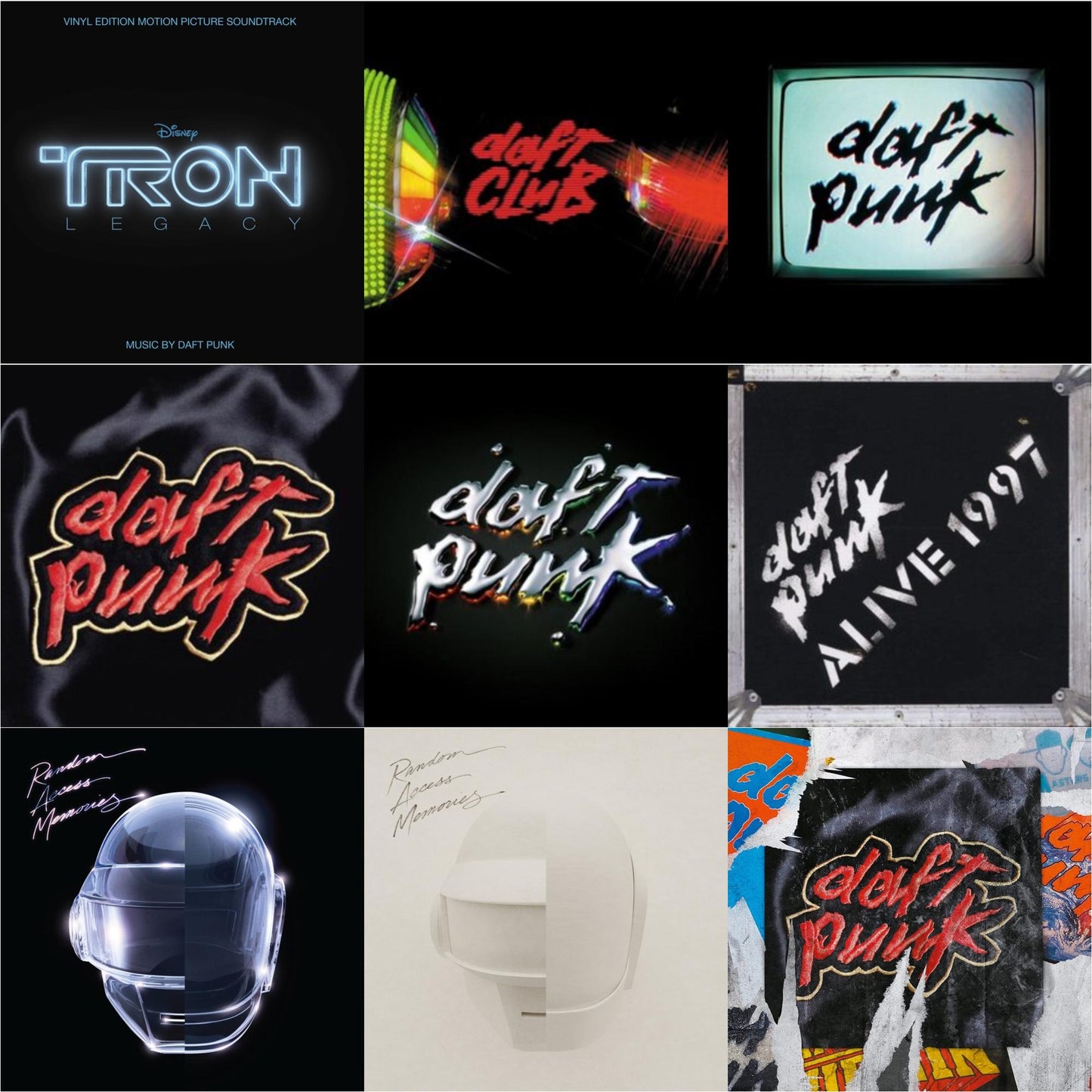 This is a 9 LP Vinyl SKU bundle.
1.This LP Vinyl is brand new.Format: LP VinylMusic Style: SoundtrackThis item's title is: Tron: Legacy Ost (2LP/180G)Artist: Daft PunkLabel: WALT DISNEY RECORDSBarcode: 050087239855Release Date: 8/21/2015
2.This LP Vinyl is brand new.