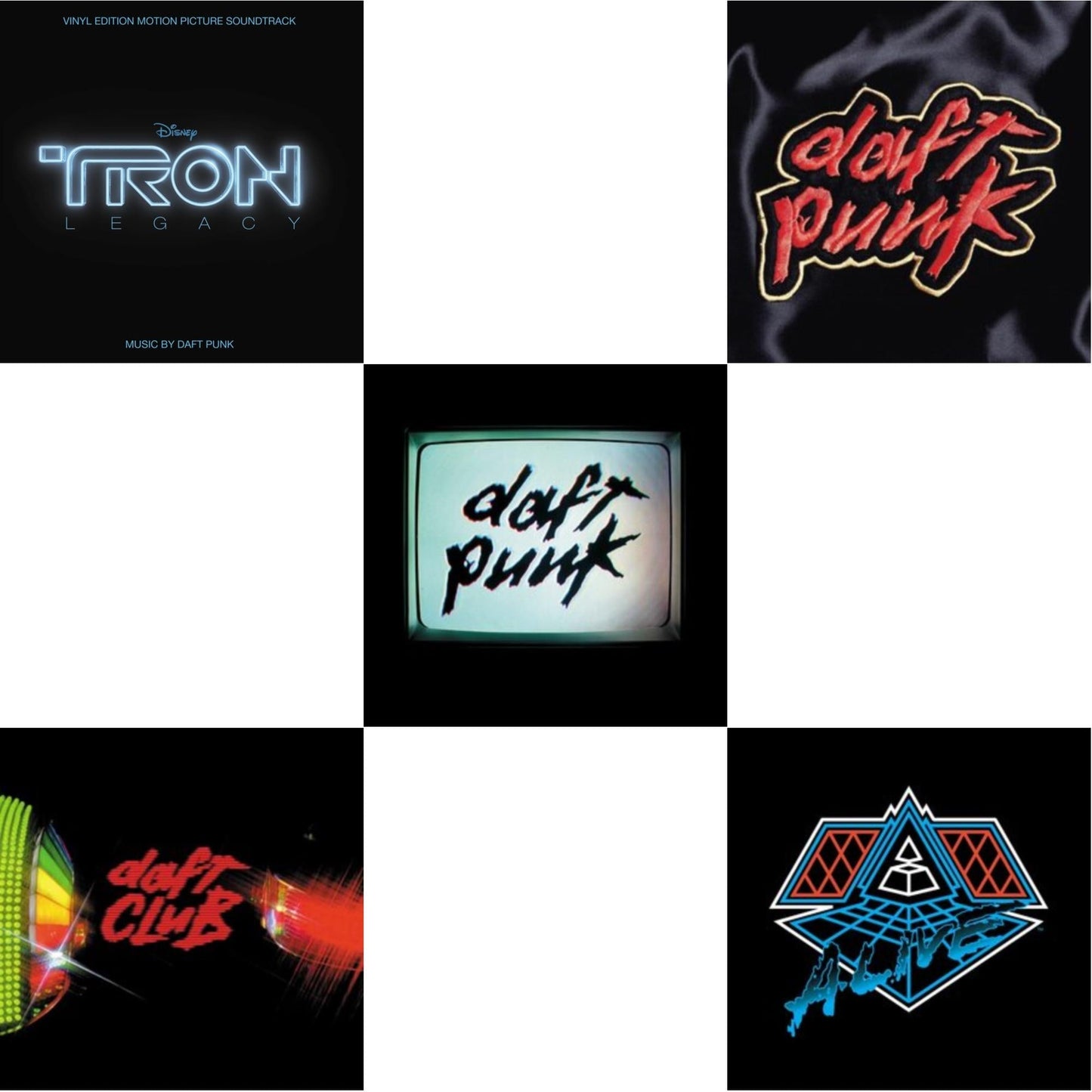 This is a 5 LP Vinyl SKU bundle.
1.This LP Vinyl is brand new.Format: LP VinylMusic Style: SoundtrackThis item's title is: Tron: Legacy Ost (2LP/180G)Artist: Daft PunkLabel: WALT DISNEY RECORDSBarcode: 050087239855Release Date: 8/21/2015
2.This LP Vinyl is brand new.