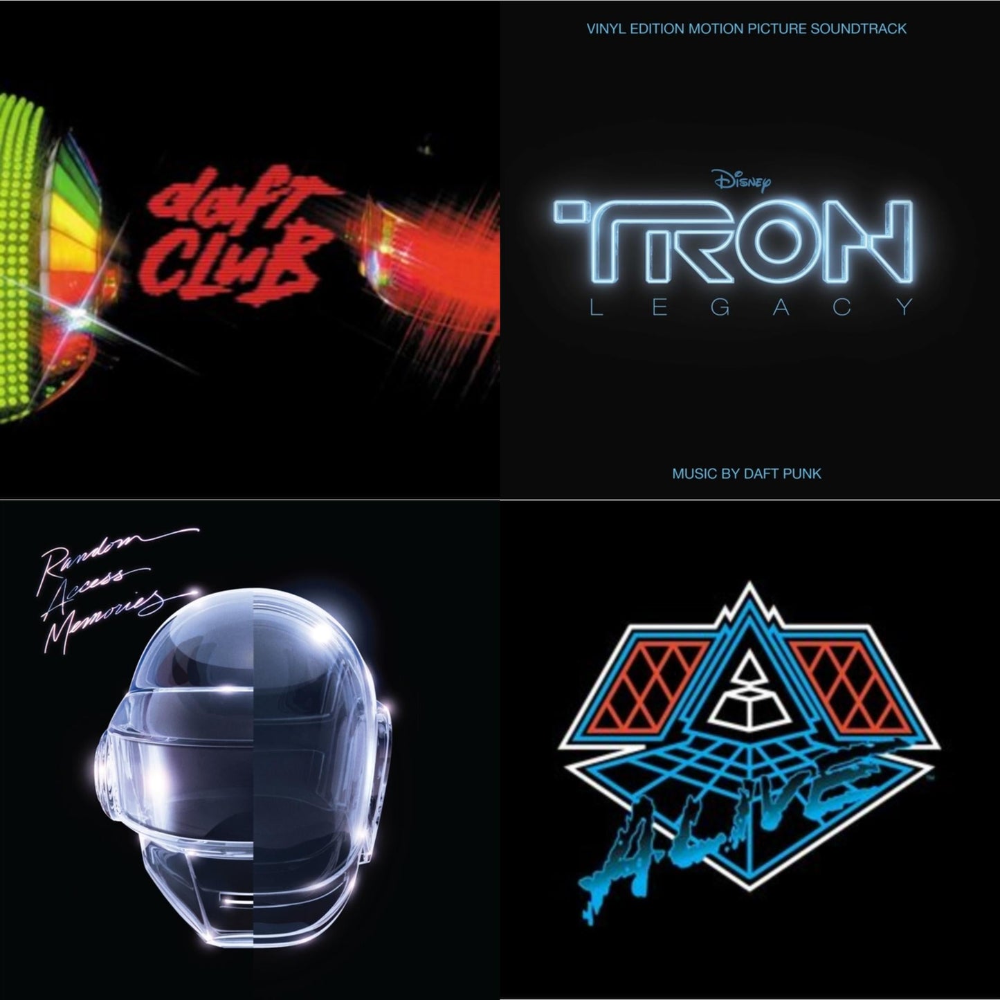 This is a 4 LP Vinyl SKU bundle.
1.This LP Vinyl is brand new.Format: LP VinylMusic Style: SoundtrackThis item's title is: Tron: Legacy Ost (2LP/180G)Artist: Daft PunkLabel: WALT DISNEY RECORDSBarcode: 050087239855Release Date: 8/21/2015
2.This LP Vinyl is brand new.