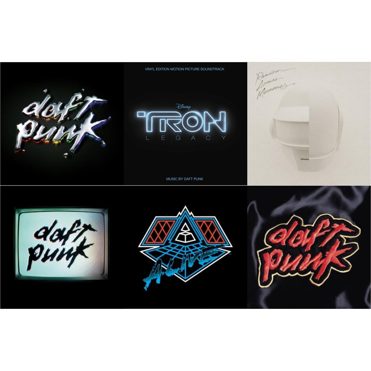 This is a 6 LP Vinyl SKU bundle.
1.This LP Vinyl is brand new.Format: LP VinylMusic Style: SoundtrackThis item's title is: Tron: Legacy Ost (2LP/180G)Artist: Daft PunkLabel: WALT DISNEY RECORDSBarcode: 050087239855Release Date: 8/21/2015
2.This LP Vinyl is brand new.