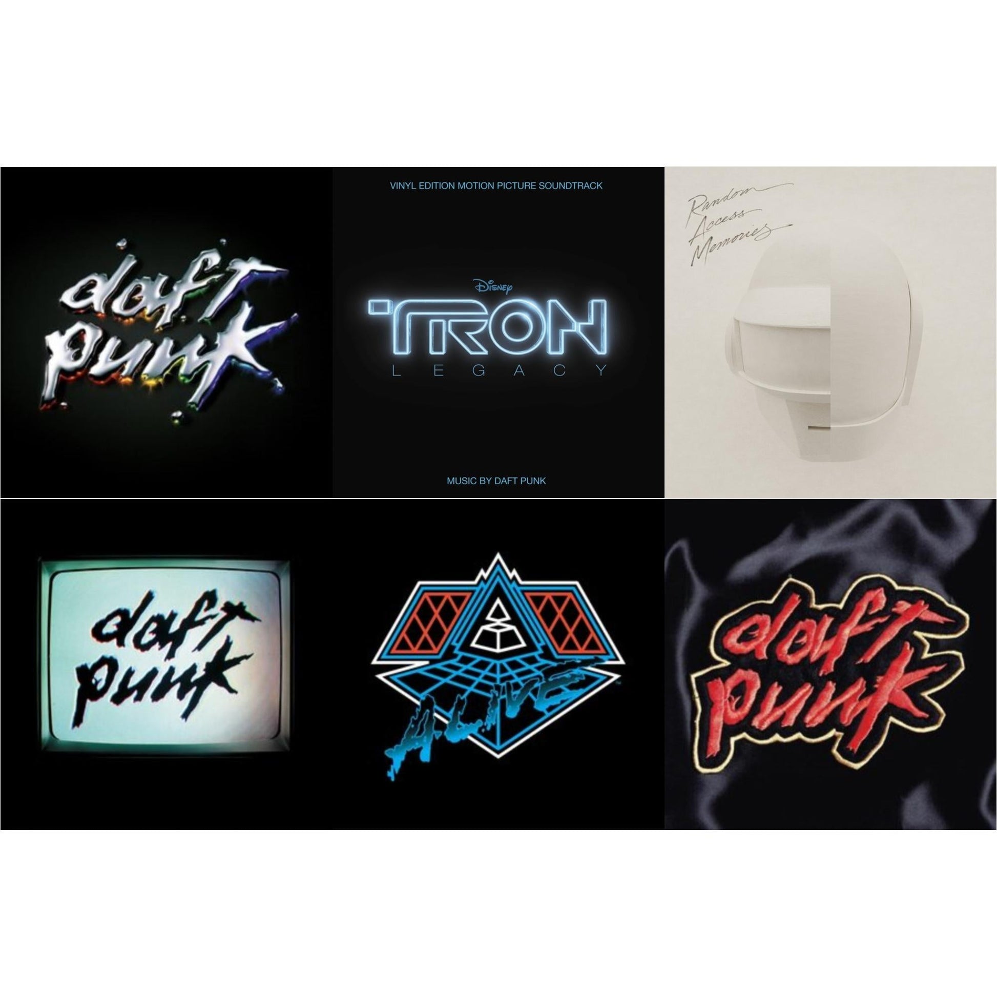 This is a 6 LP Vinyl SKU bundle.
1.This LP Vinyl is brand new.Format: LP VinylMusic Style: SoundtrackThis item's title is: Tron: Legacy Ost (2LP/180G)Artist: Daft PunkLabel: WALT DISNEY RECORDSBarcode: 050087239855Release Date: 8/21/2015
2.This LP Vinyl is brand new.