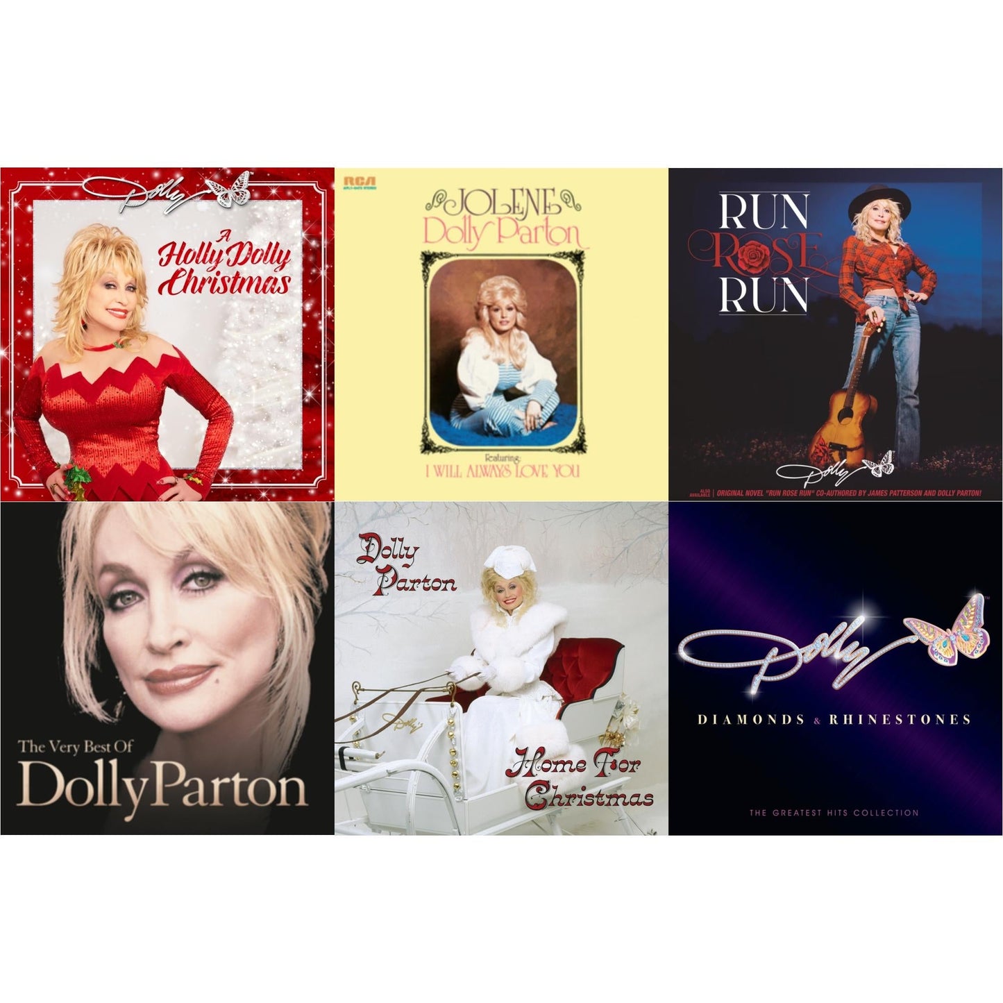 Holly Dolly Christmas (Opaque Red LP Vinyl) & Jolene (140G/Dl Insert) & Run Rose Run & Very Best Of Dolly Parton (2LP) & Home For Christmas (140G) & Diamonds & Rhinestones: The Greatest Hits Collection (2LP)