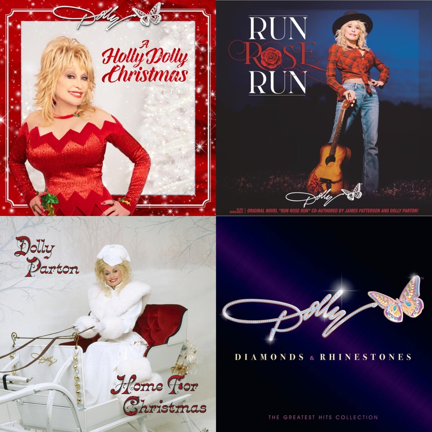Holly Dolly Christmas (Opaque Red LP Vinyl) & Run Rose Run & Home For Christmas (140G) & Diamonds & Rhinestones: The Greatest Hits Collection (2LP)