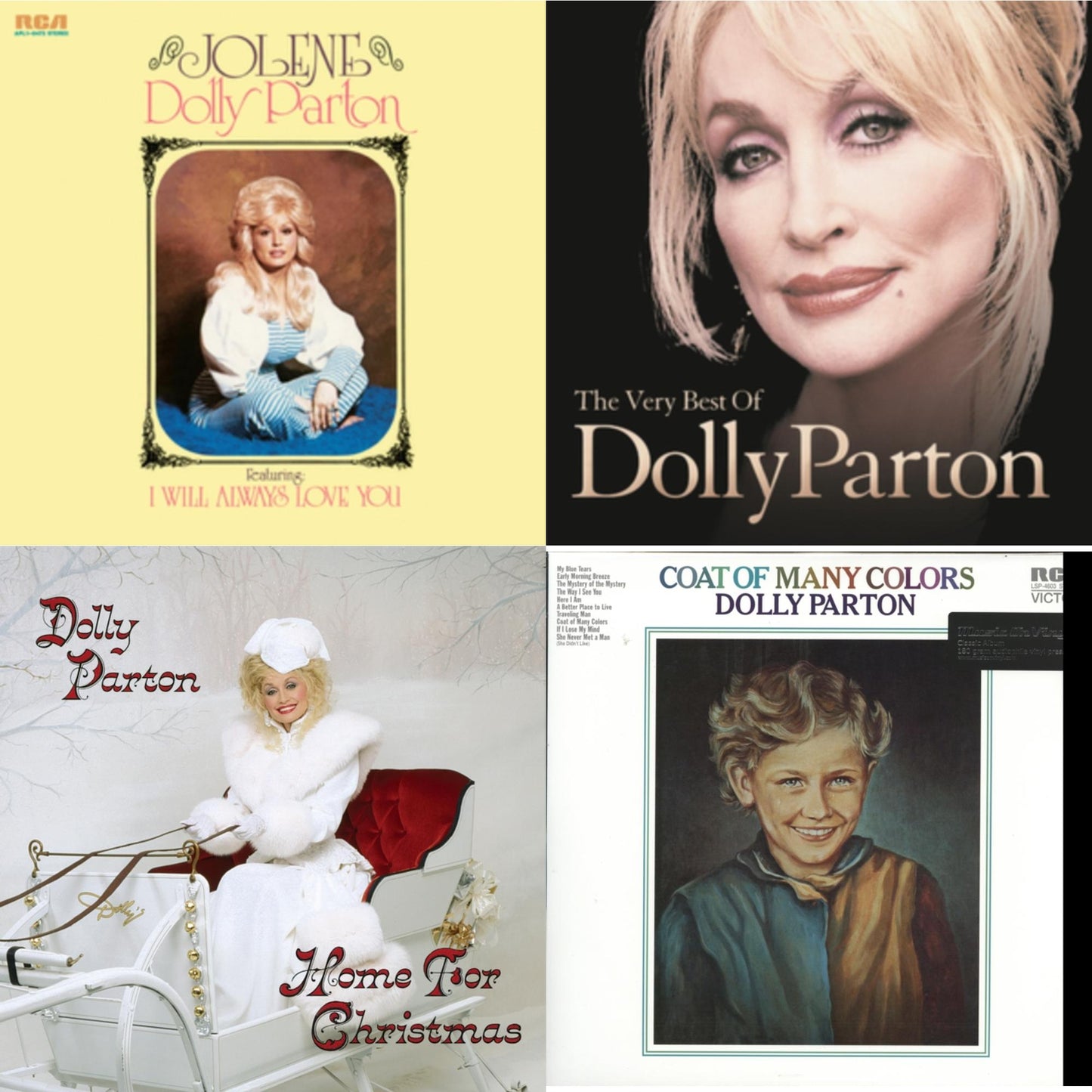 This is a 4 LP Vinyl SKU bundle.
1.This LP Vinyl is brand new.Format: LP VinylMusic Style: CountryThis item's title is: Jolene (140G/Dl Insert)Artist: Dolly PartonLabel: LEGACY/ SME NASHVILLEBarcode: 190759589618Release Date: 8/23/2019
2.This LP Vinyl is brand new.