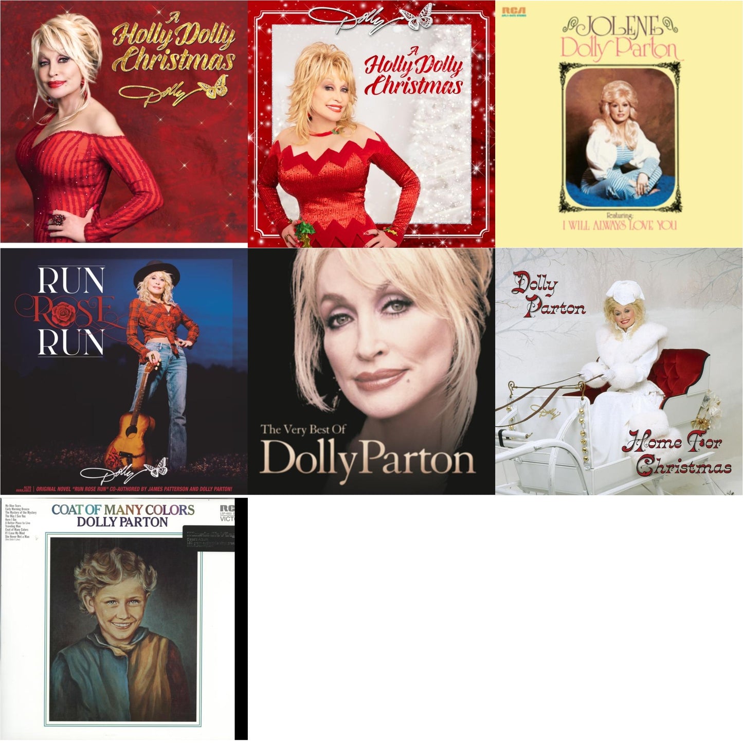 Holly Dolly Christmas (Ultimate Deluxe Edition) & Holly Dolly Christmas (Opaque Red LP Vinyl) & Jolene (140G/Dl Insert) & Run Rose Run & Very Best Of Dolly Parton (2LP) & Home For Christmas (140G) & Coat Of Many Colors (180G)