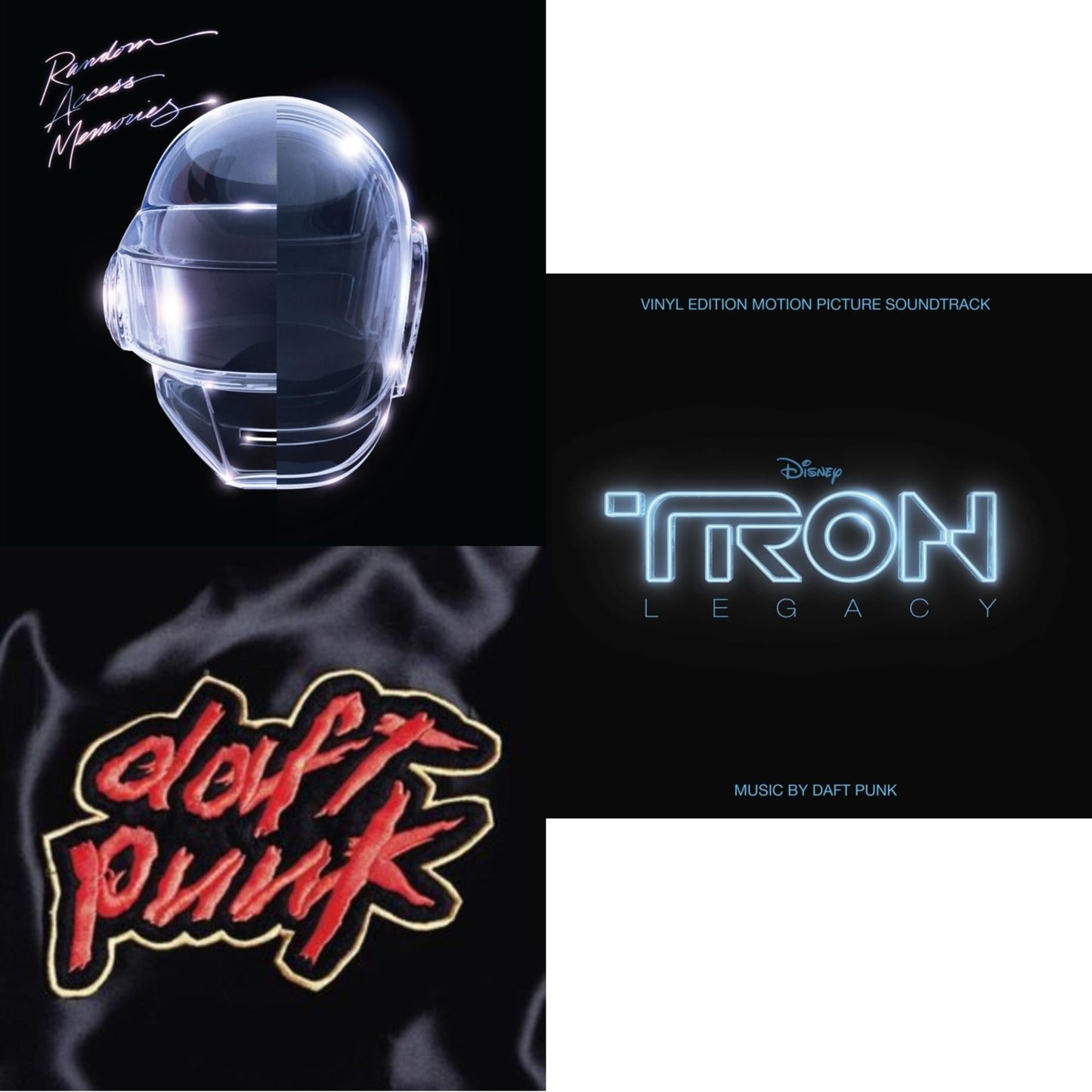 This is a 3 LP Vinyl SKU bundle.
1.This LP Vinyl is brand new.Format: LP VinylMusic Style: SoundtrackThis item's title is: Tron: Legacy Ost (2LP/180G)Artist: Daft PunkLabel: WALT DISNEY RECORDSBarcode: 050087239855Release Date: 8/21/2015
2.This LP Vinyl is brand new.