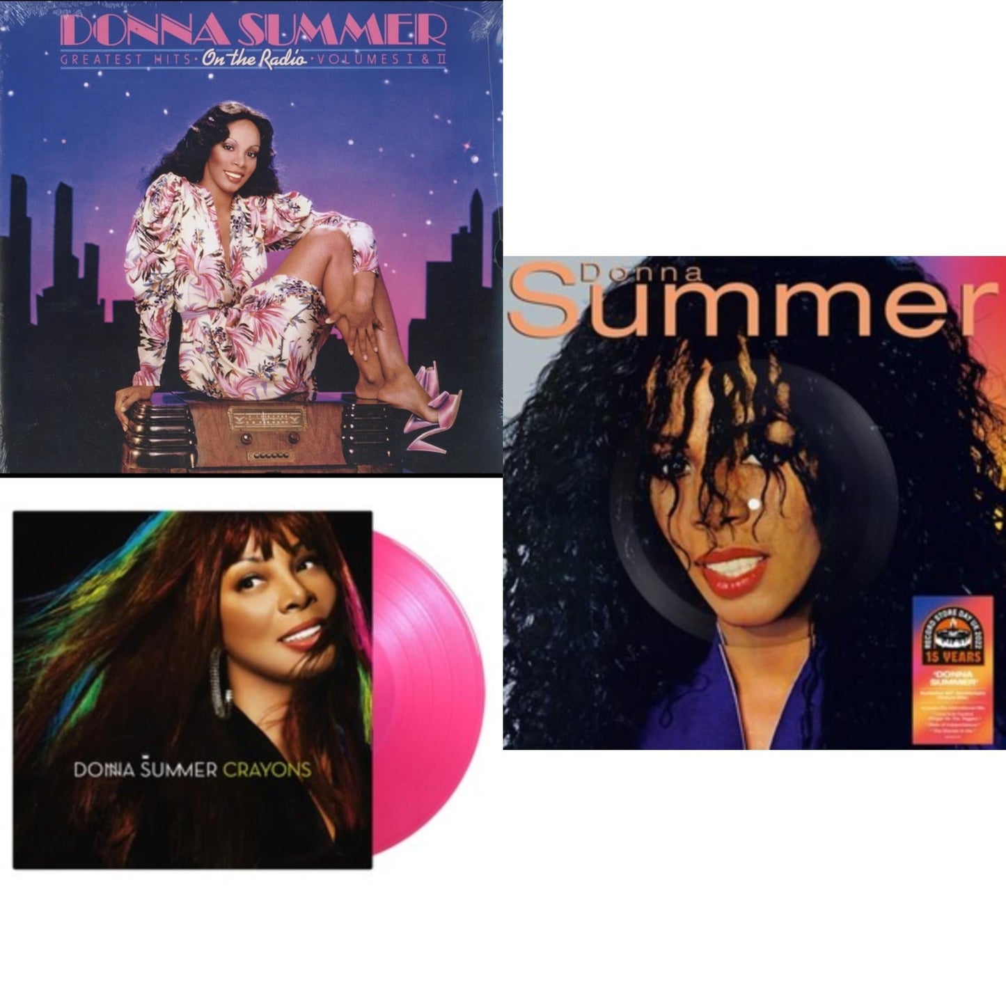 This is a 3 LP Vinyl SKU bundle.
1.This LP Vinyl is brand new.Format: LP VinylMusic Style: DiscoThis item's title is: On The Radio: Greatest Hits Vol. I & Ii (2LP/1 Pink 1 Lavender)Artist: Donna SummerLabel: MERCURYBarcode: 602567447146Release Date: 6/22/2018
2.
