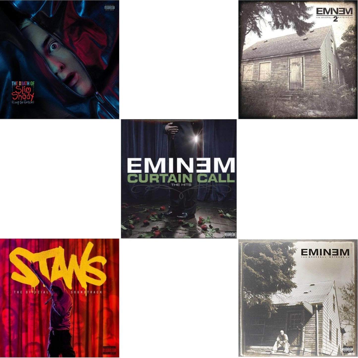 Death Of Slim Shady (Coup De Grace) (X) (Red/Blue Vinyl/2LP) & Stans Ost (X) (Ink Bleed Vinyl/2LP) & Curtain Call: Hits & Marshall Mathers LP 2 & Marshall Mathers LP