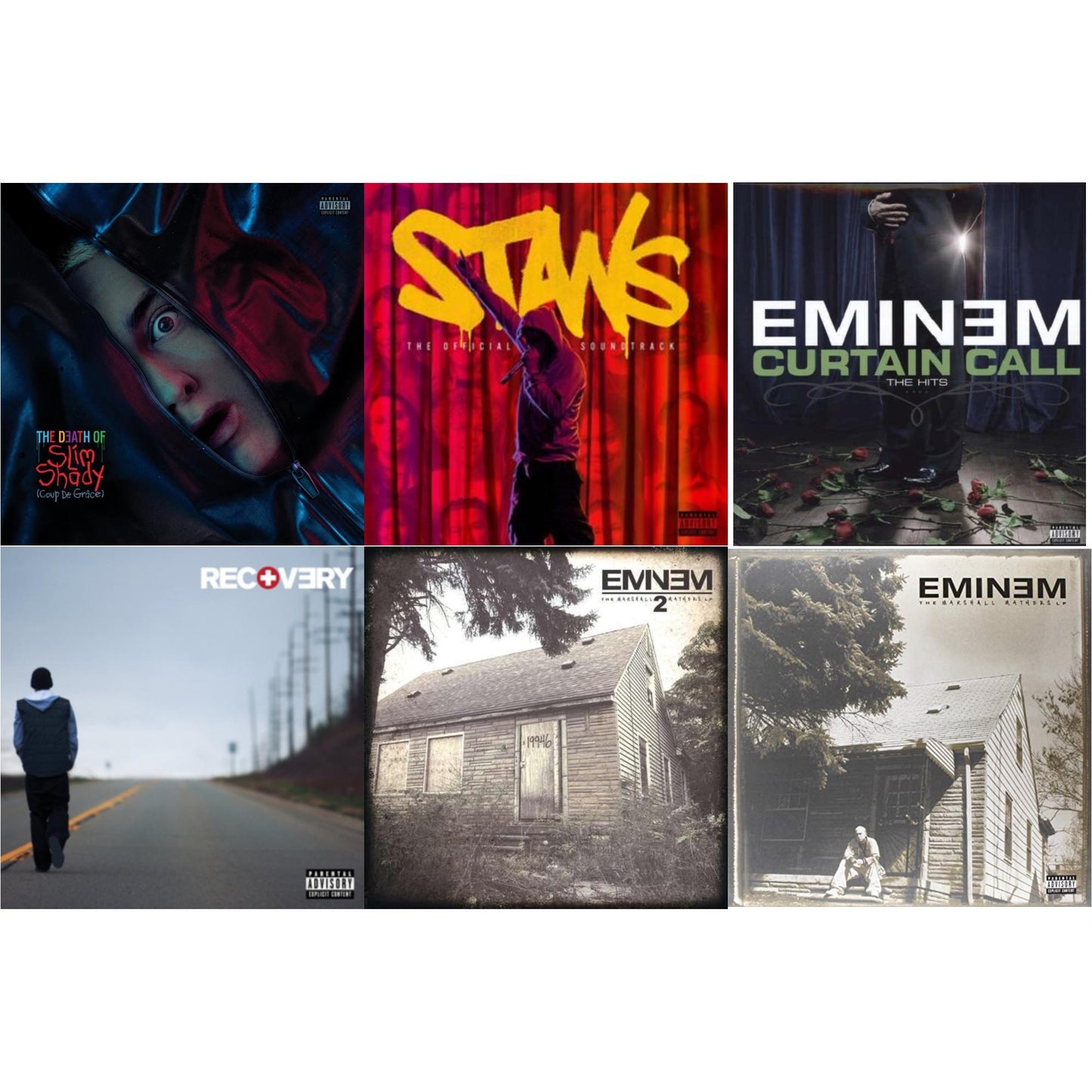 Death Of Slim Shady (Coup De Grace) (X) (Red/Blue Vinyl/2LP) & Stans Ost (X) (Ink Bleed Vinyl/2LP) & Curtain Call: Hits & Recovery & Marshall Mathers LP 2 & Marshall Mathers LP