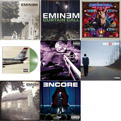 Curtain Call 2 (2LP) & Encore & Curtain Call: Hits & Recovery & Marshall Mathers LP 2 & Kamikaze (Opaque Olive Green LP Vinyl/Gatefold Jacket) & Slim Shady LP & Marshall Mathers LP