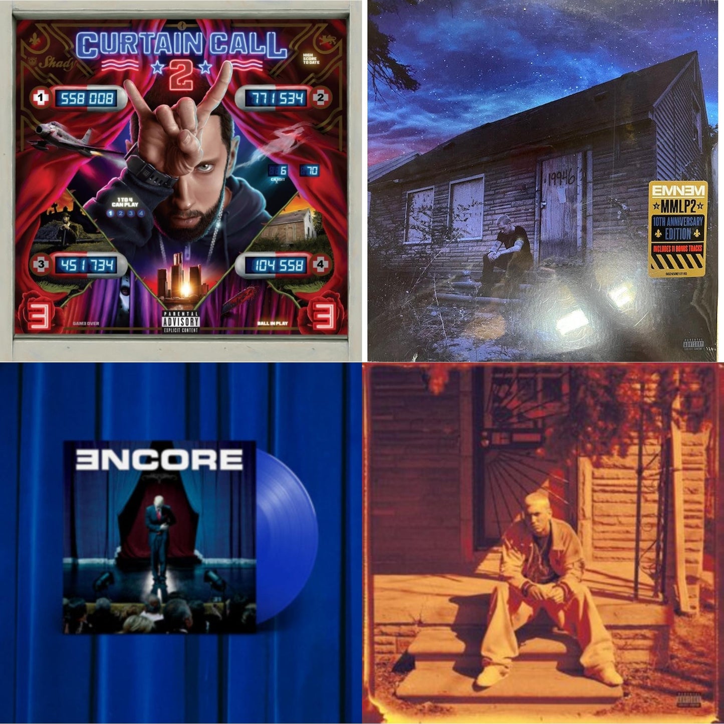 Curtain Call 2 (2LP) & Marshall Mathers LP2 (10Th Anniversary Edition) (Expanded Deluxe/4LP) & Encore (X) (20Th Anniversary) (Royal Blue Vinyl/2LP) & Marshall Mathers LP (X) (25Th Anniversary) (180G/2LP)