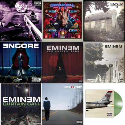 Curtain Call 2 (2LP) & Encore & Curtain Call: Hits & Recovery & Marshall Mathers LP 2 & Kamikaze (Opaque Olive Green LP Vinyl/Gatefold Jacket) & Slim Shady LP & Marshall Mathers LP & Eminem Show
