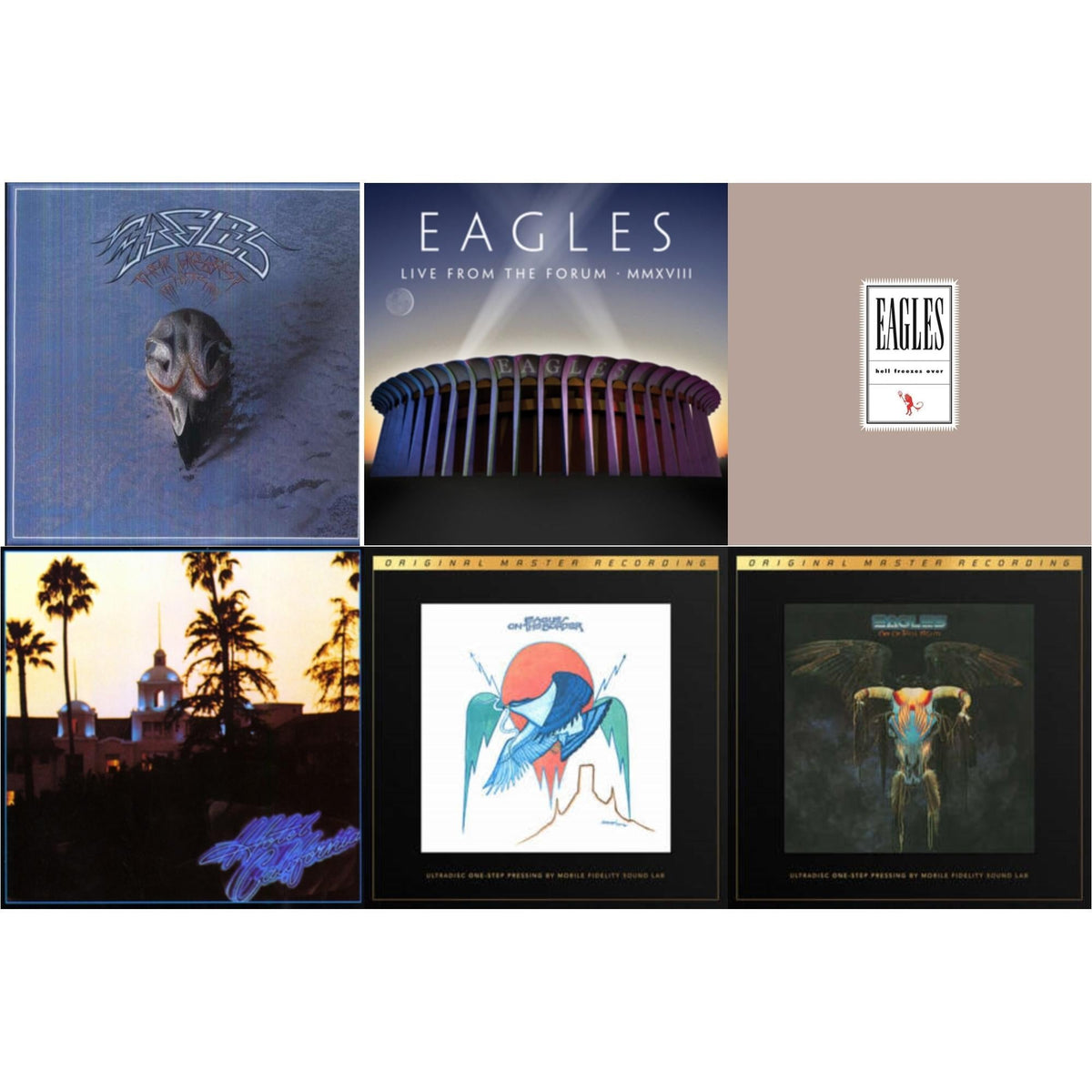 Eagles - Hotel California & Their Greatest Hits 1971-1975 & Hell Freezes Over (2LP/Remastered) & Live From The Forum Mmxviii (4LP/180G) & On The Border (2LP/180G/45RPM Supervinyl Ultradisc One-Step/Original Masters/Limited/Numbered) & One Of These