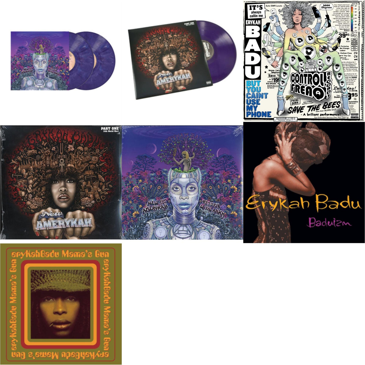New Amerykah Part Two (Return Of The Ankh) (Violet Vinyl/2LP) & New Amerykah Part One (4Th World War) (Purple Vinyl/2LP) & But You Caint Use My Phone (Purple LP Vinyl) & New Amerykah Part 1: 4Th World War & New Amerykah Part 2: Return Of Ankh & Baduizm