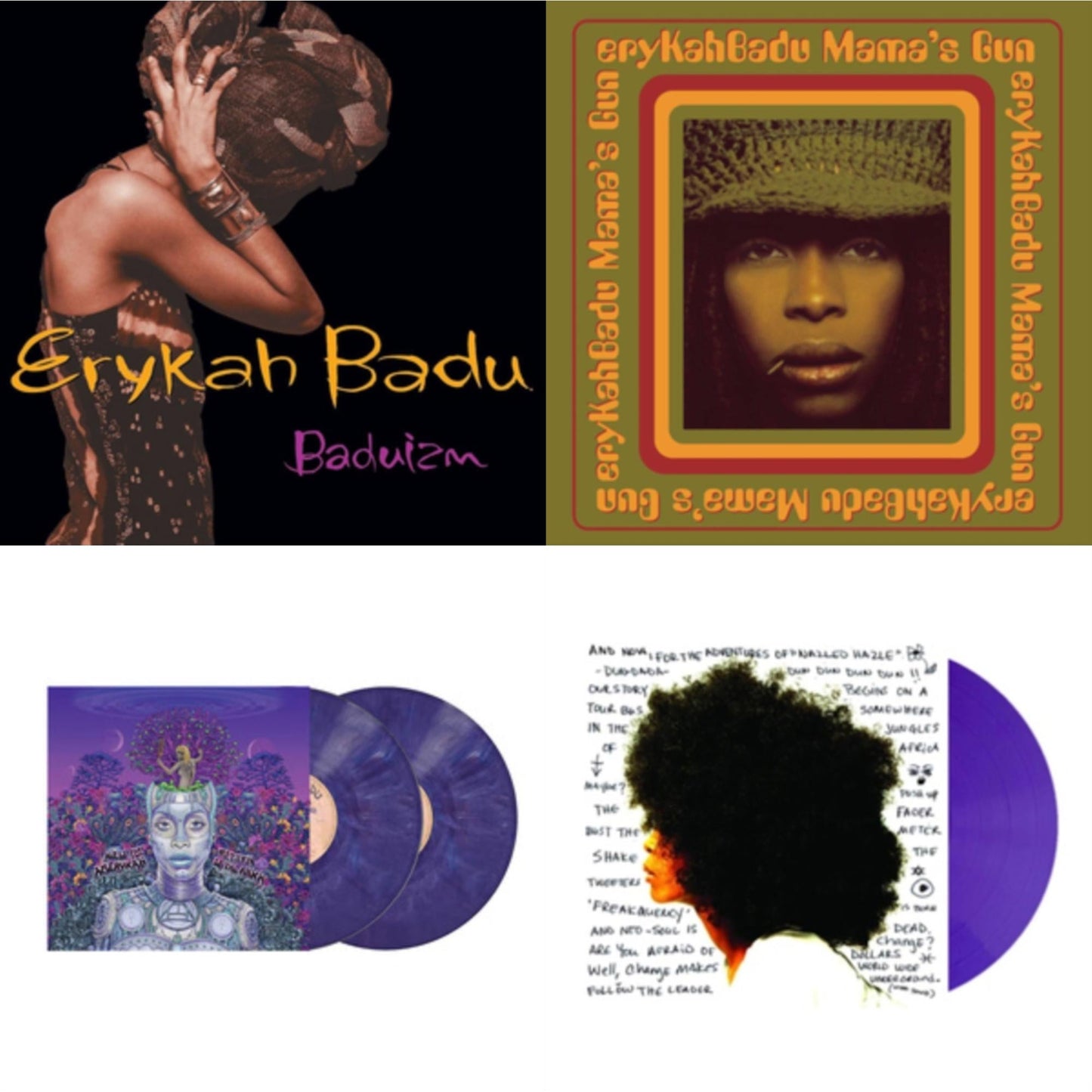 This is a 4 LP Vinyl SKU bundle.
1.This LP Vinyl is brand new.Format: LP VinylMusic Style: Neo SoulThis item's title is: BaduizmArtist: Erykah BaduLabel: MOTOWN RECORDSBarcode: 602557018066Release Date: 10/21/2016
2.This LP Vinyl is brand new.
