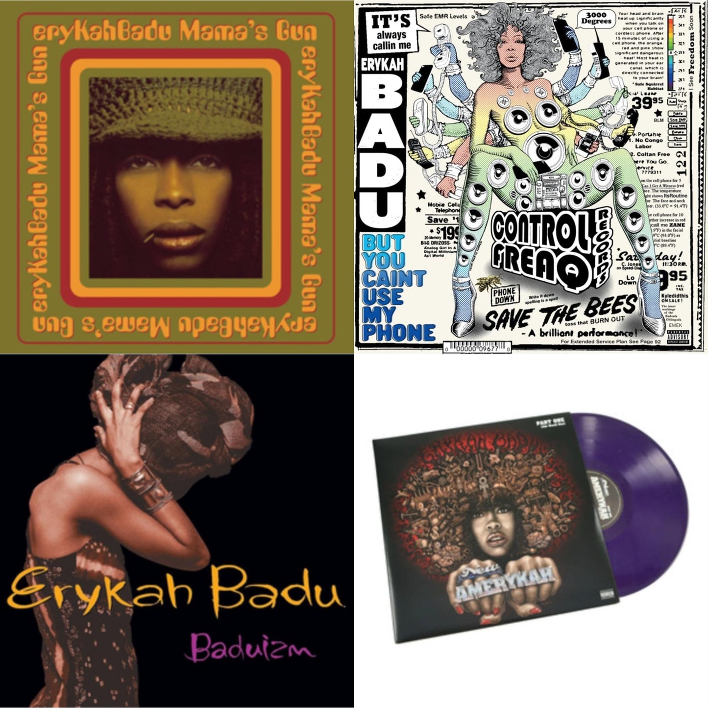 New Amerykah Part One (4Th World War) (Purple Vinyl/2LP) & But You Caint Use My Phone (Purple LP Vinyl) & Baduizm & Mama's Gun