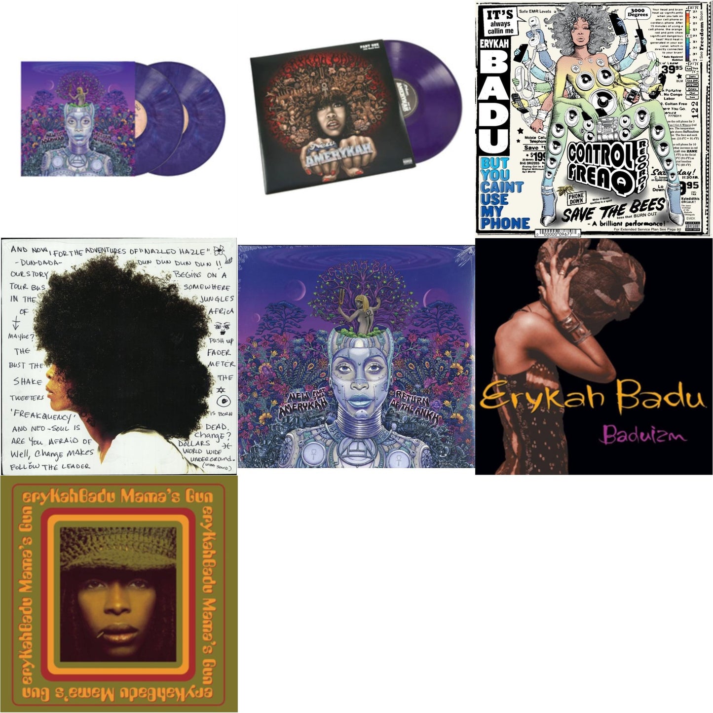 New Amerykah Part Two (Return Of The Ankh) (Violet Vinyl/2LP) & New Amerykah Part One (4Th World War) (Purple Vinyl/2LP) & But You Caint Use My Phone (Purple LP Vinyl) & Worldwide Underground & New Amerykah Part 2: Return Of Ankh & Baduizm & Mama's Gun