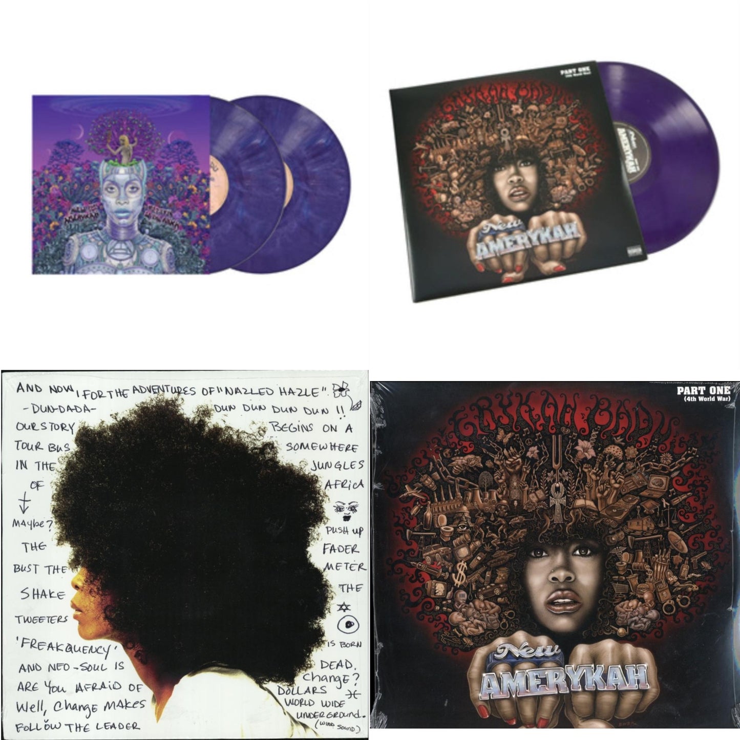 New Amerykah Part Two (Return Of The Ankh) (Violet Vinyl/2LP) & New Amerykah Part One (4Th World War) (Purple Vinyl/2LP) & Worldwide Underground & New Amerykah Part 1: 4Th World War