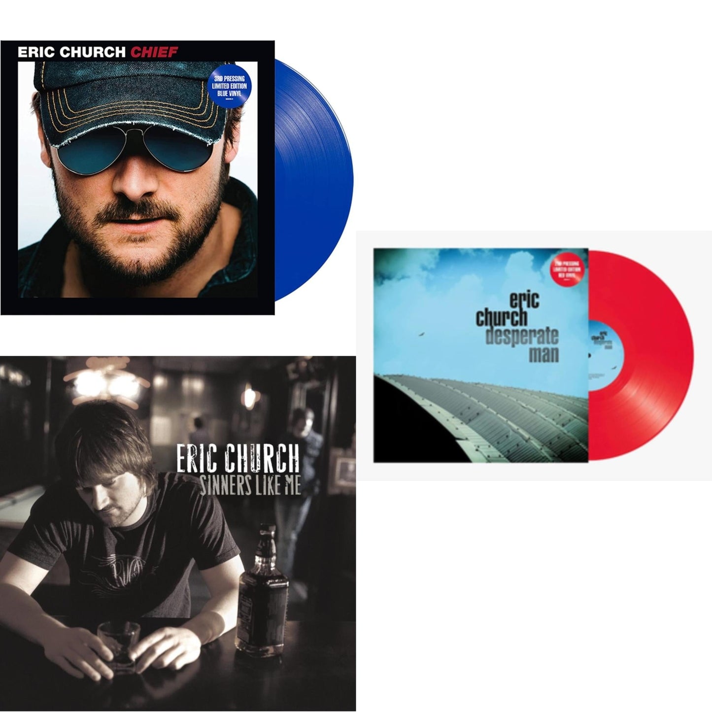 Chief (Blue LP Vinyl) & Sinners Like Me (Blue LP Vinyl) & Desperate Man (Red LP Vinyl)