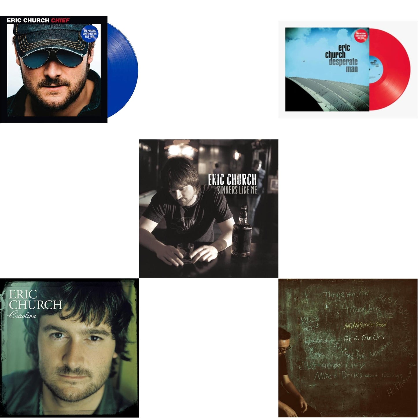 Chief (Blue LP Vinyl) & Carolina (Clear LP Vinyl) & Sinners Like Me (Blue LP Vinyl) & Desperate Man (Red LP Vinyl) & Mr. Misunderstood (Blue LP Vinyl)