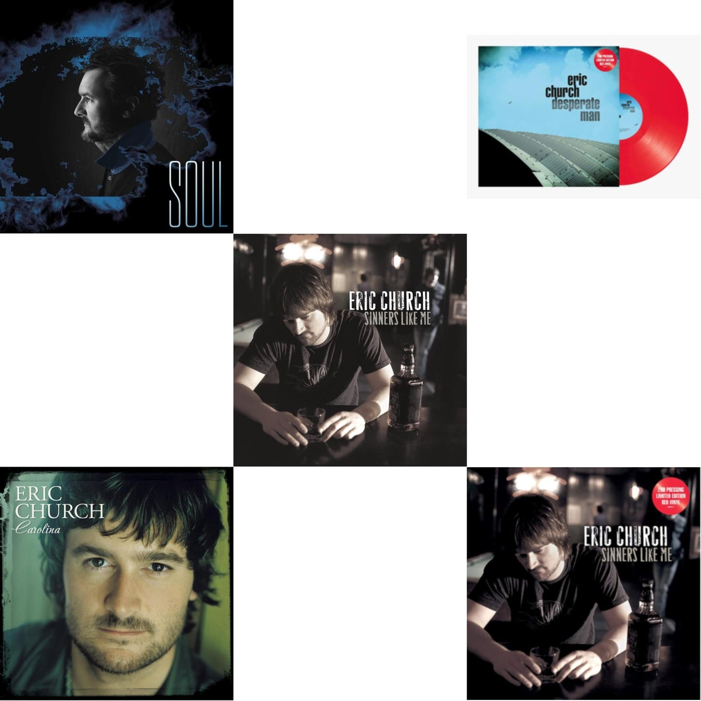 Soul & Carolina (Clear LP Vinyl) & Sinners Like Me (Blue LP Vinyl) & Desperate Man (Red LP Vinyl) & Sinners Like Me (Red LP Vinyl)
