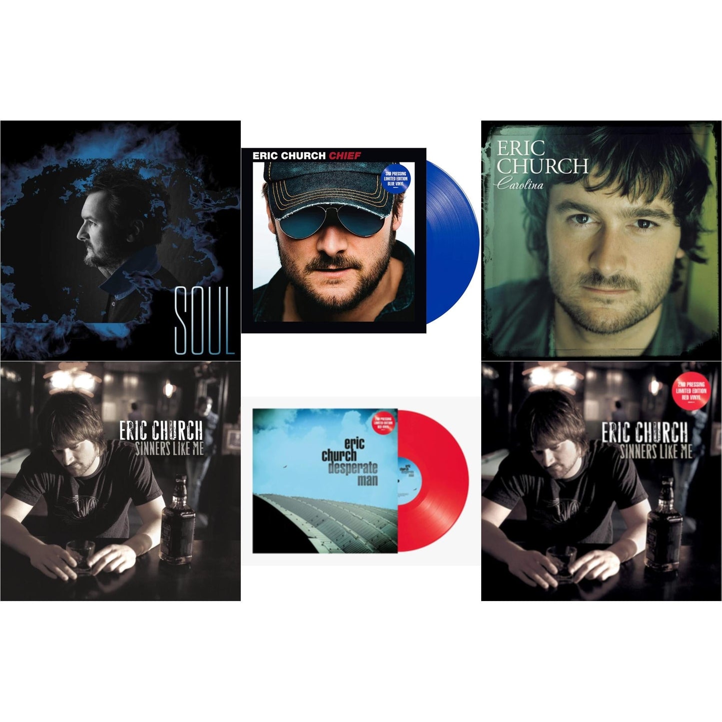 Soul & Chief (Blue LP Vinyl) & Carolina (Clear LP Vinyl) & Sinners Like Me (Blue LP Vinyl) & Desperate Man (Red LP Vinyl) & Sinners Like Me (Red LP Vinyl)