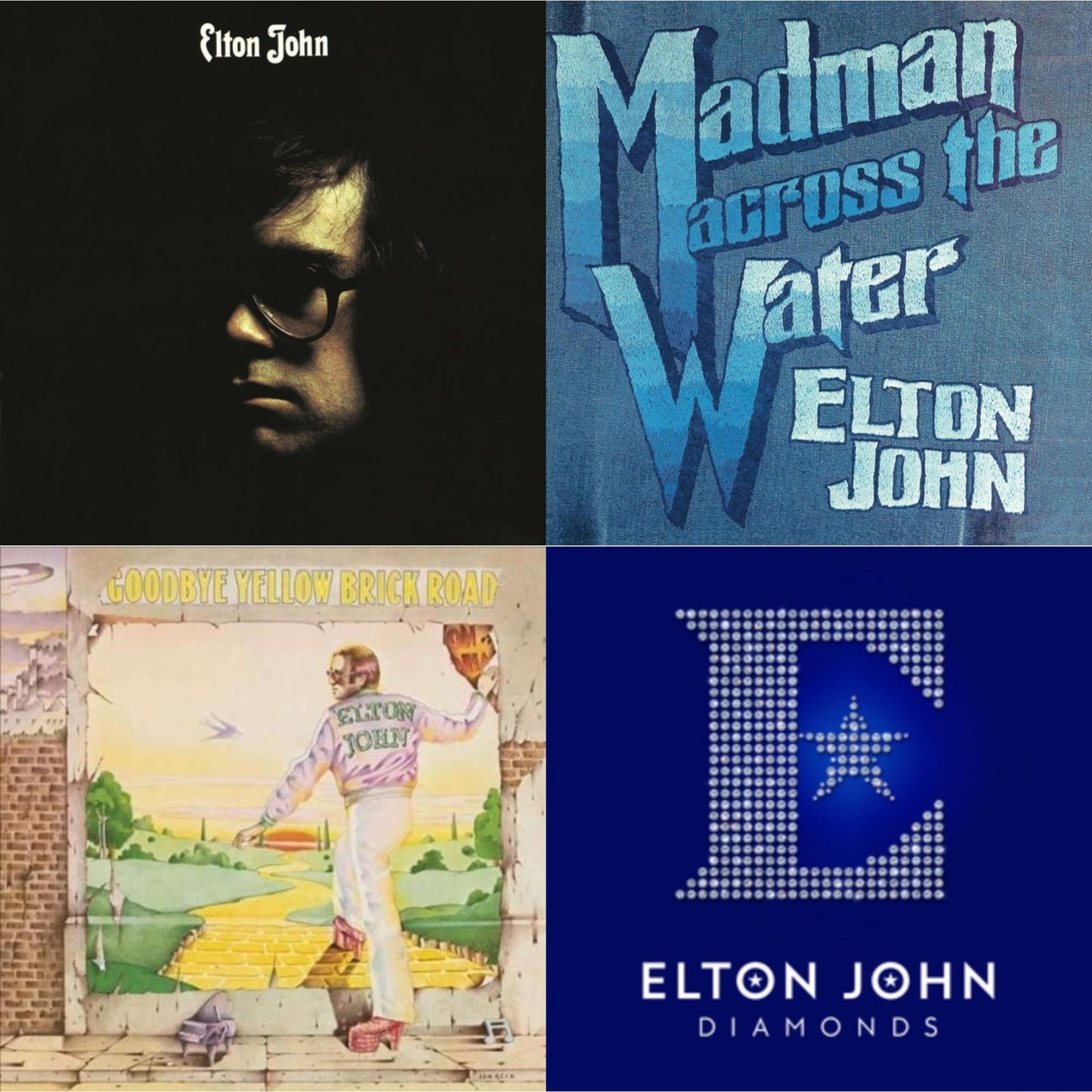 Elton John (Purple Splatter LP Vinyl/180G) & Madman Across The Water (Light Blue LP Vinyl/180G) & Goodbye Yellow Brick Road & Diamonds (2LP)