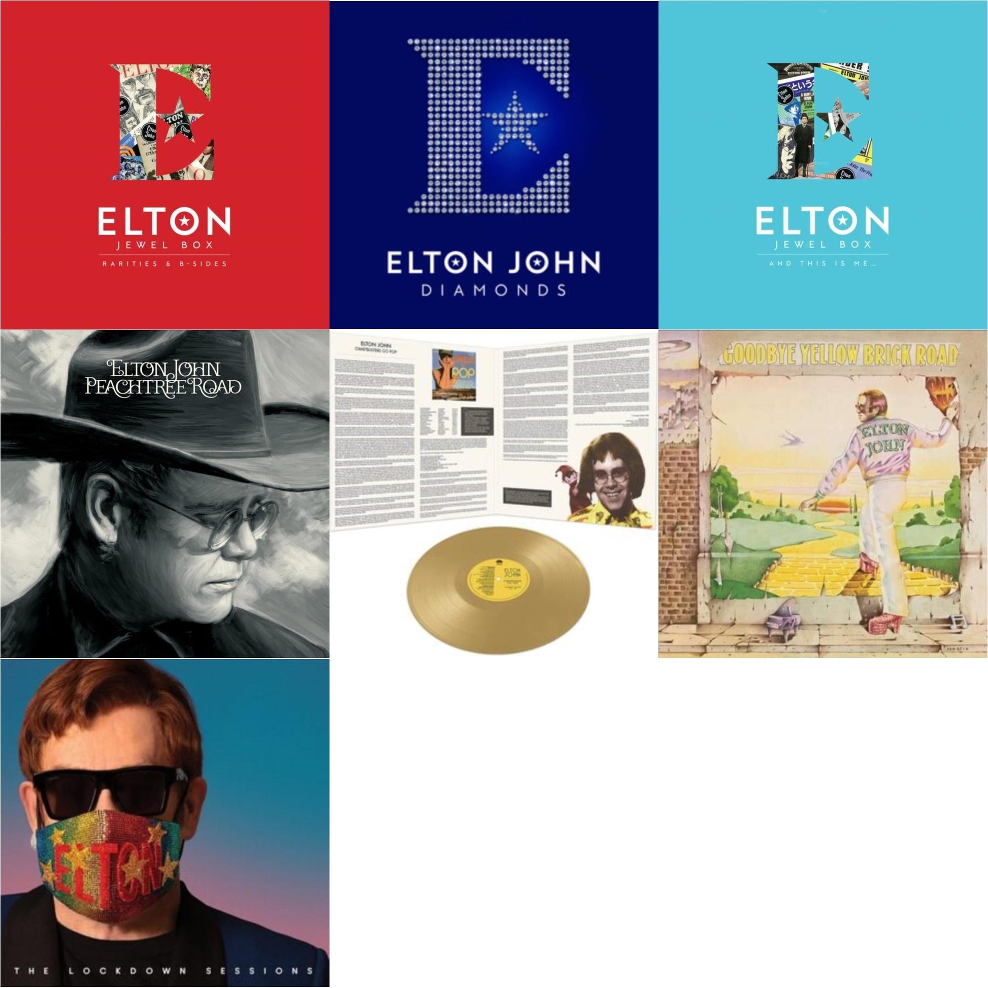 This is a 7 LP Vinyl SKU bundle.
1.This LP Vinyl is brand new.Format: LP VinylThis item's title is: Lockdown Sessions (Blue Vinyl/2LP) (X)Artist: Elton JohnLabel: INTERSCOPEBarcode: 602438893843Release Date: 1/7/2022
2.This LP Vinyl is brand new.