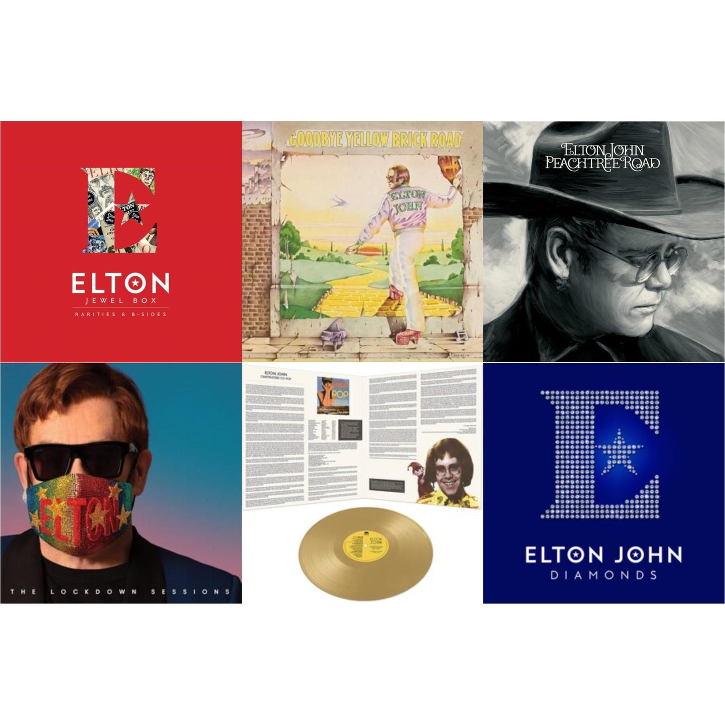 Lockdown Sessions (Blue Vinyl/2LP) (X) & Peachtree Road (2LP) & Jewel Box (3LP - Rarities & B-Sides) & Goodbye Yellow Brick Road & Diamonds (2LP) & Chartbusters Go Pop - Legendary Covers '69 / '70 (Gold LP Vinyl)