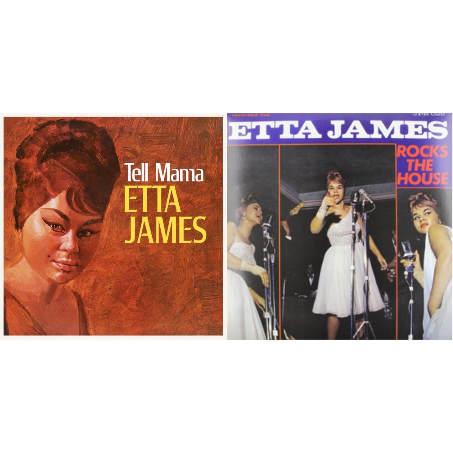 This is a 2 LP Vinyl SKU bundle.
1.This LP Vinyl is brand new.Format: LP VinylMusic Style: Rhythm & BluesThis item's title is: Rocks The House (Colored LP Vinyl)Artist: Etta JamesLabel: JACKPOT RECORDSBarcode: 602537832675Release Date: 8/26/2014
2.This LP Vinyl is brand new.