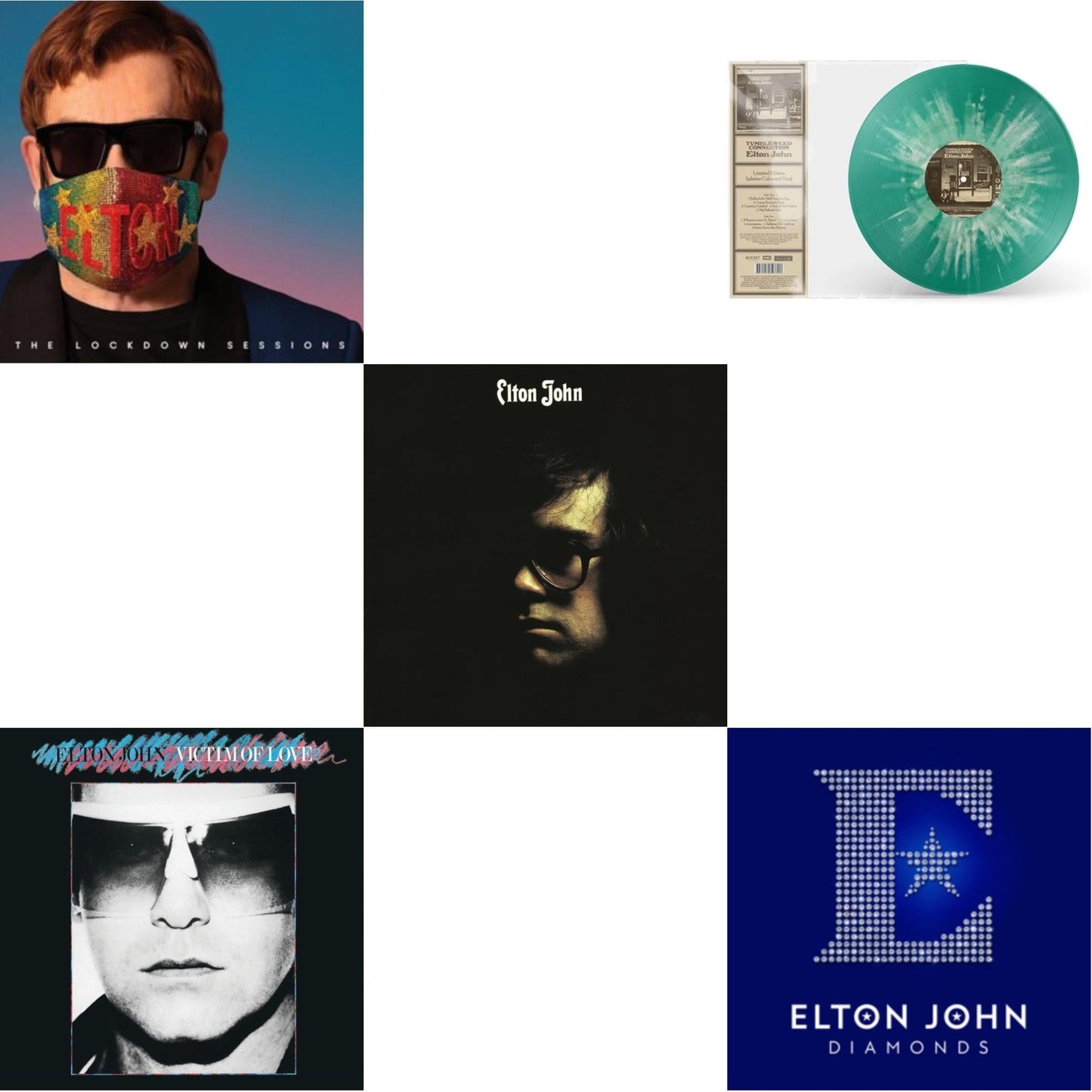 Lockdown Sessions (Blue Vinyl/2LP) (X) & Victim Of Love & Elton John (Purple Splatter LP Vinyl/180G) & Tumbleweed Connection (Green Splatter LP Vinyl/180G) & Diamonds (2LP)