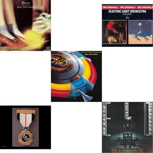 This is a 5 CD SKU bundle.
1.This CD is brand new.Format: CDMusic Style: Prog RockThis item's title is: Greatest HitsArtist: Electric Light OrchestraLabel: LEGACYBarcode: 074643631020Release Date: 6/17/1986
2.This CD is brand new.