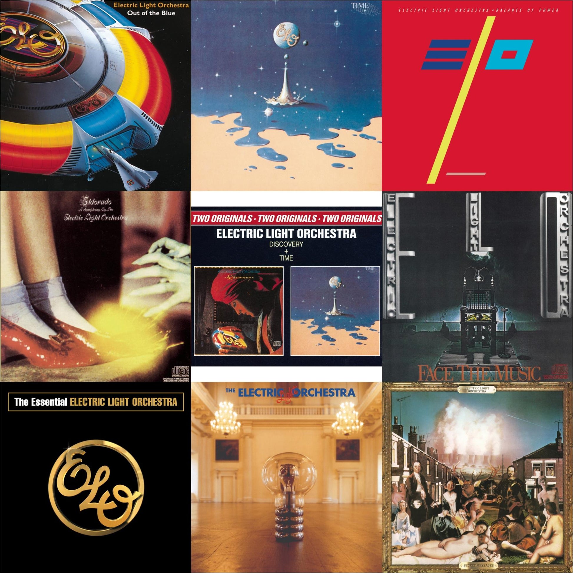 This is a 9 CD SKU bundle.
1.This CD is brand new.Format: CDThis item's title is: Out Of The BlueArtist: Electric Light OrchestraLabel: SONY SPECIAL MARKETINGBarcode: 886972675022Release Date: 2/22/2008
2.This CD is brand new.