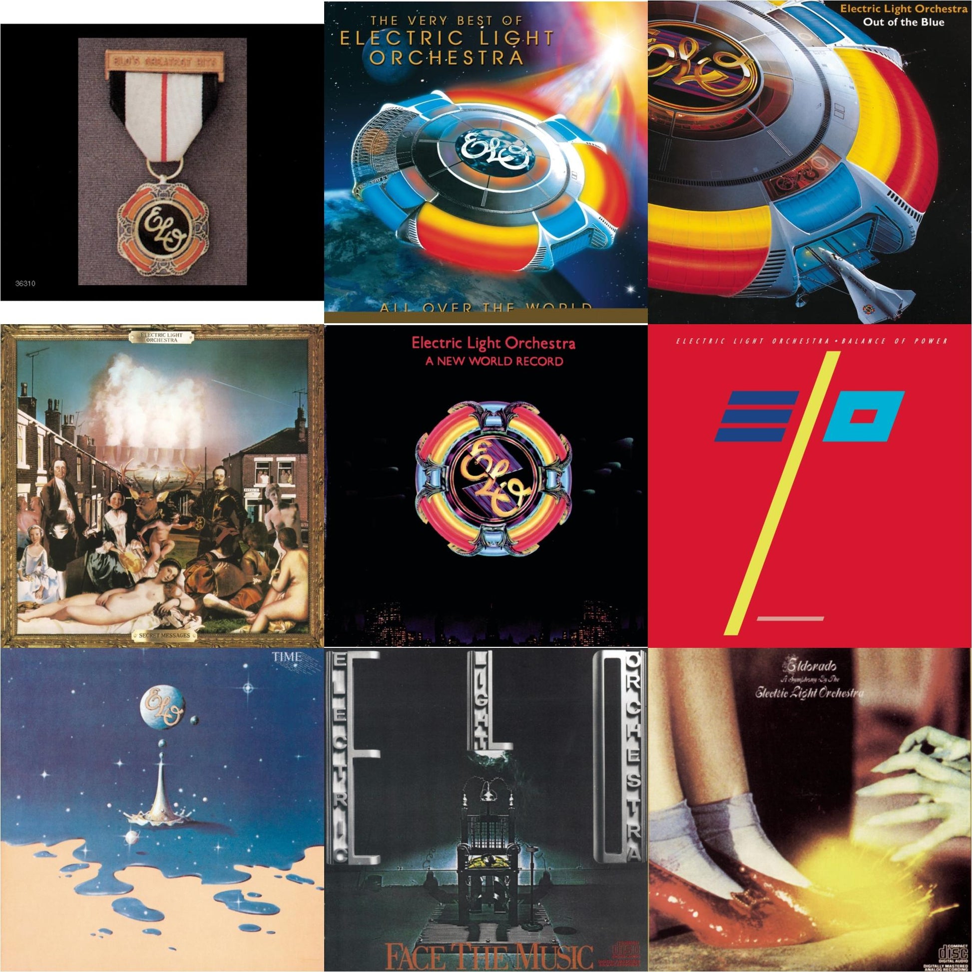 This is a 9 CD SKU bundle.
1.This CD is brand new.Format: CDMusic Style: Prog RockThis item's title is: Greatest HitsArtist: Electric Light OrchestraLabel: LEGACYBarcode: 074643631020Release Date: 6/17/1986
2.This CD is brand new.