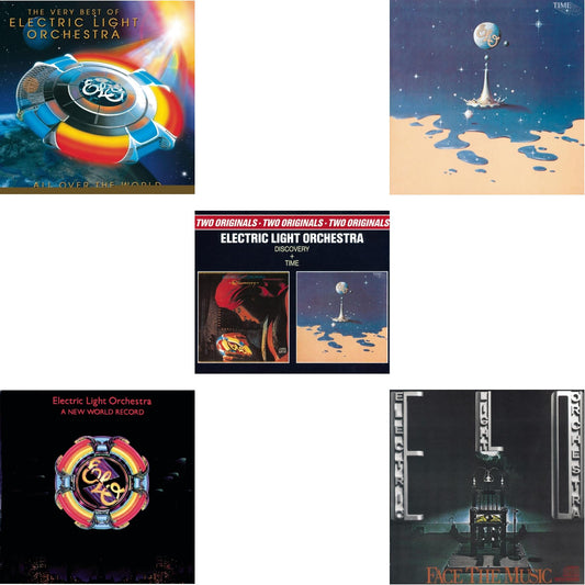 This is a 5 CD SKU bundle.
1.This CD is brand new.Format: CDMusic Style: Pop RockThis item's title is: All Over The World: Very Best OfArtist: Electric Light OrchestraLabel: LEGACYBarcode: 827969448922Release Date: 8/2/2005
2.This CD is brand new.