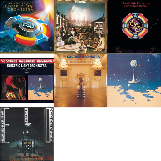 This is a 7 CD SKU bundle.
1.This CD is brand new.Format: CDMusic Style: Pop RockThis item's title is: All Over The World: Very Best OfArtist: Electric Light OrchestraLabel: LEGACYBarcode: 827969448922Release Date: 8/2/2005
2.This CD is brand new.