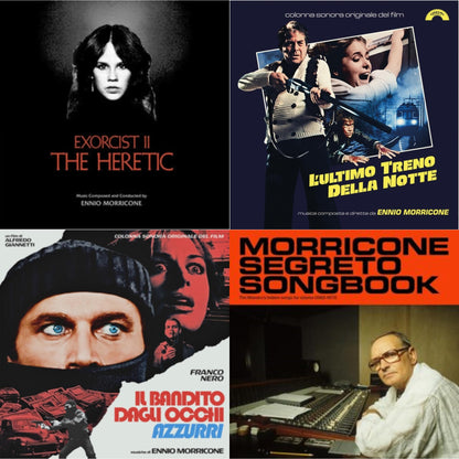 L’Ultimo Treno Della Notte (Yellow LP Vinyl) & Blue-Eyed Bandit (Il Bandito Dagli Occhi Azzurri) Ost (Blue LP Vinyl) (Rsd) & Morricone Segreto Songbook (1962-1973) (2LP) & Exorcist Ii: The Heretic (Blood Red With Black Splatter LP Vinyl) (Ams Exclusive)