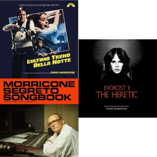 L’Ultimo Treno Della Notte (Yellow LP Vinyl) & Morricone Segreto Songbook (1962-1973) (2LP) & Exorcist Ii: The Heretic (Blood Red With Black Splatter LP Vinyl) (Ams Exclusive)