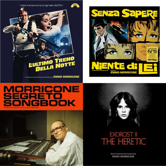 L’Ultimo Treno Della Notte (Yellow LP Vinyl) & Senza Sapere Niente Di Lei (Yellow LP Vinyl) & Morricone Segreto Songbook (1962-1973) (2LP) & Exorcist Ii: The Heretic (Blood Red With Black Splatter LP Vinyl) (Ams Exclusive)