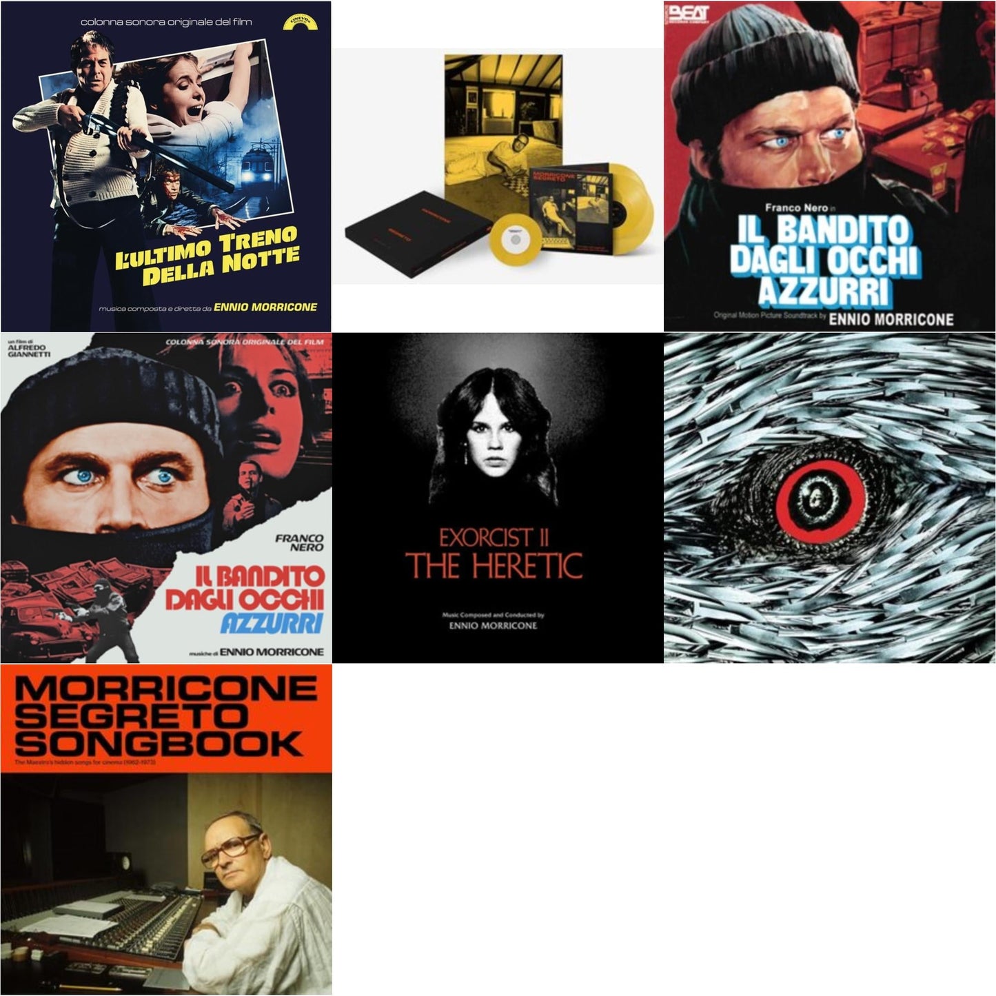Ennio Morricone - Morricone Segreto (Yellow Vinyl/2LP/7Inch Single Collector's Edition) & Blue-Eyed Bandit (Il Bandito Dagli Occhi Azzurri) Ost & L’Ultimo Treno Della Notte (Yellow LP Vinyl) & Blue-Eyed Bandit (Il Bandito Dagli Occhi Azzurri) Ost