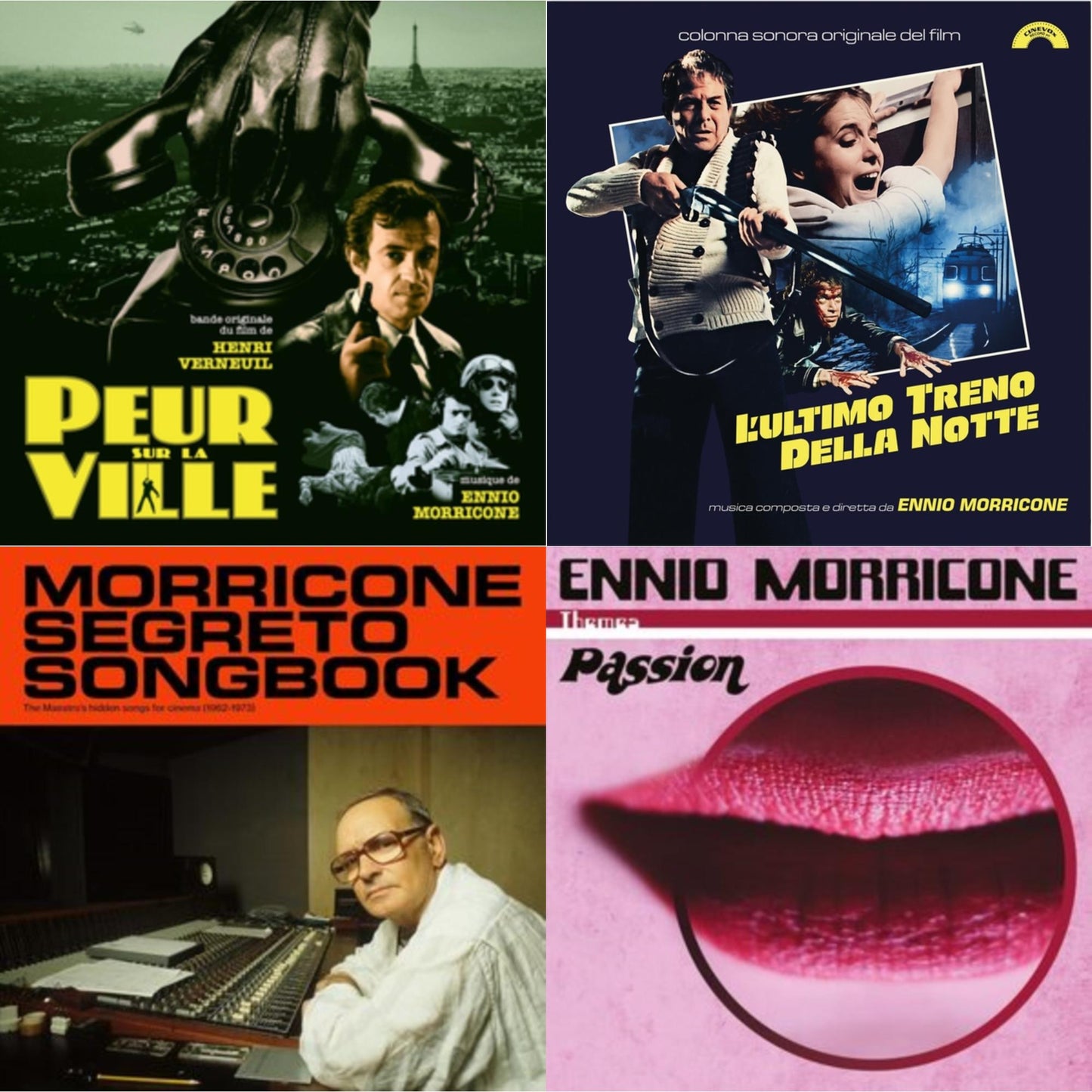 Peur Sur La Ville (Gatefold Sleeve Designed By Eric Adrian Lee) & L’Ultimo Treno Della Notte (Yellow LP Vinyl) & Morricone Segreto Songbook (1962-1973) (2LP) & Themes: Passion (Limited/2LP/Passionate Red & White Marbled Vinyl/180G)