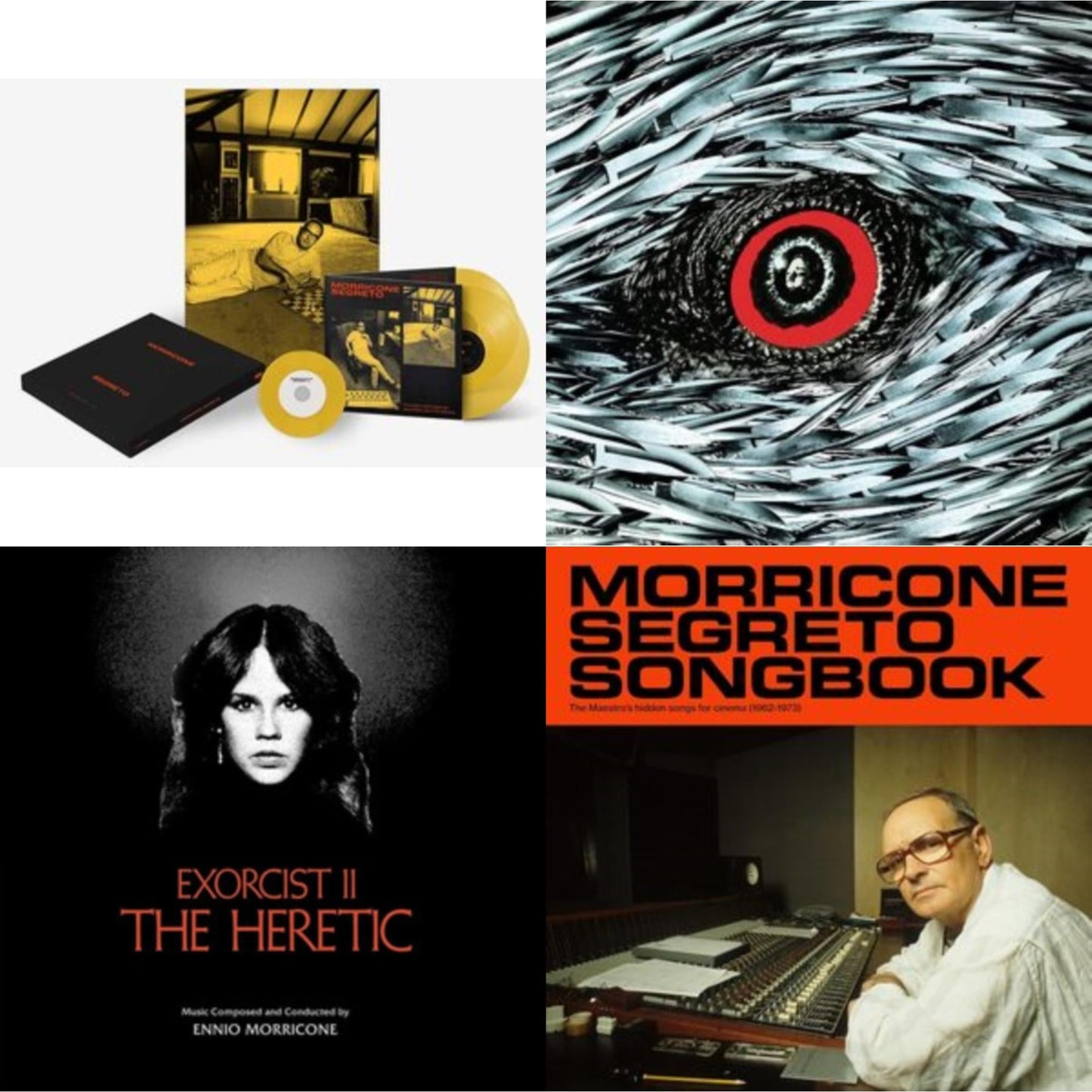 Ennio Morricone - Morricone Segreto (Yellow Vinyl/2LP/7Inch Single Collector's Edition) & Morricone Segreto Songbook (1962-1973) (2LP) & Bird With The Crystal Plumage (140G/Crystal Clear LP Vinyl) & Exorcist Ii: The Heretic (Blood Red With Black