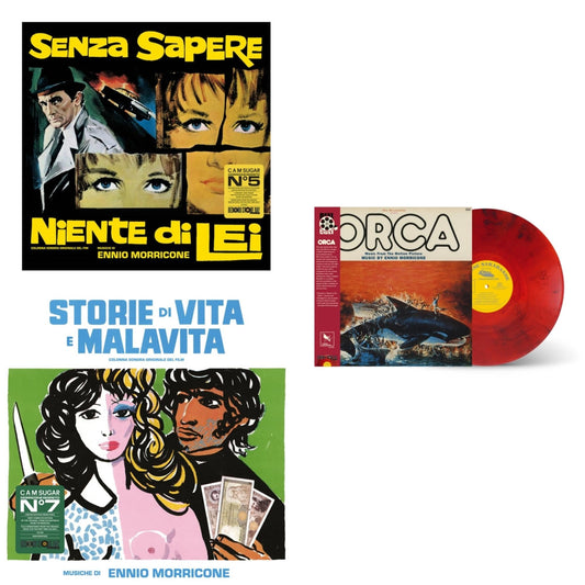 Senza Sapere Niente Di Lei (Yellow LP Vinyl) & Storie Di Vita E Malavita (Colonna Sonora Originale Del Film) & Orca (Music From The Motion Picture) (Reel Cut Series) (Red LP Vinyl)