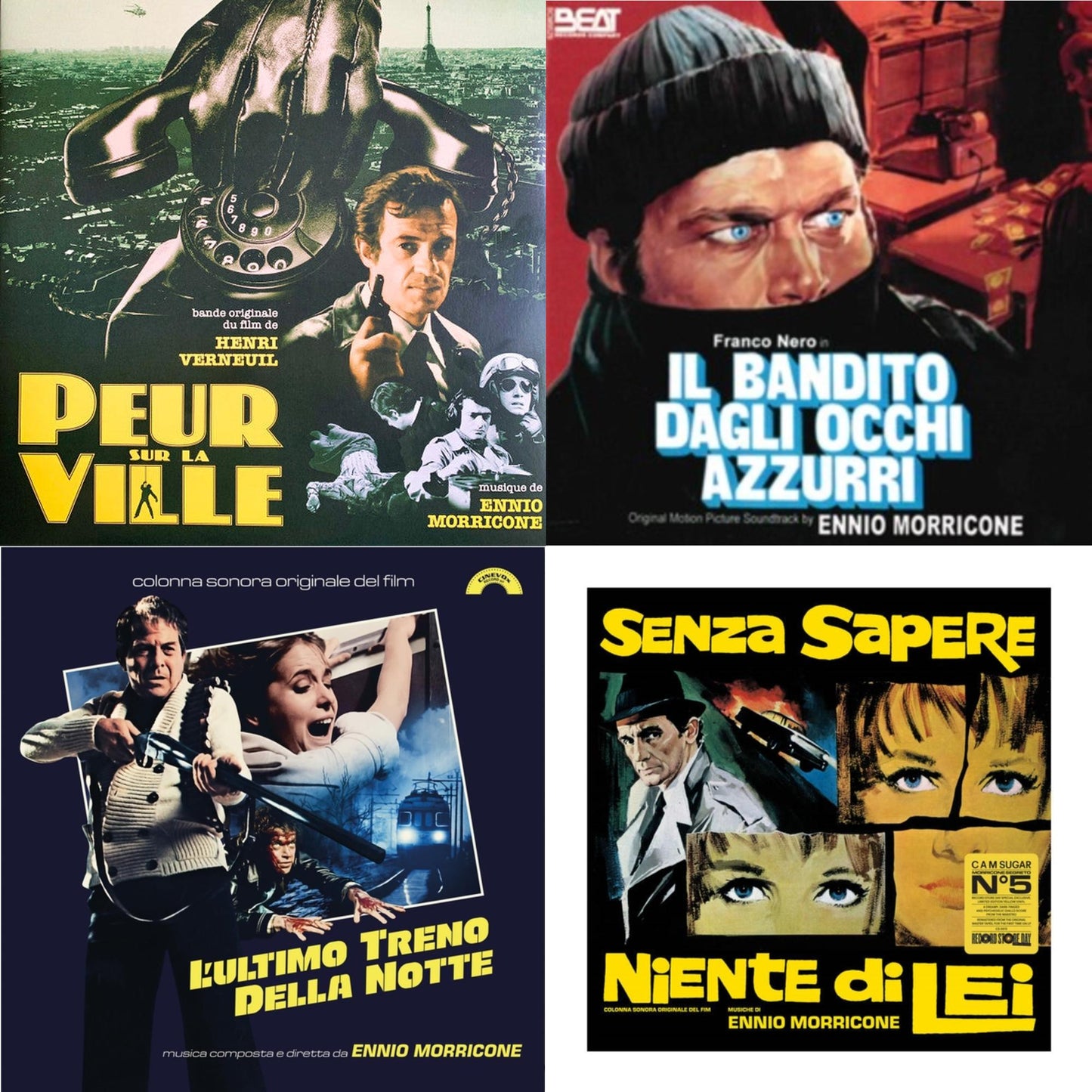 Peur Sur La Ville (Gatefold Sleeve Designed By Eric Adrian Lee) & Blue-Eyed Bandit (Il Bandito Dagli Occhi Azzurri) Ost & L’Ultimo Treno Della Notte (Yellow LP Vinyl) & Senza Sapere Niente Di Lei (Yellow LP Vinyl)