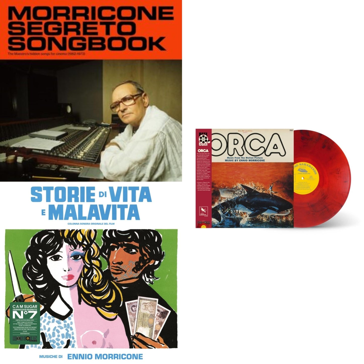 Morricone Segreto Songbook (1962-1973) (2LP) & Storie Di Vita E Malavita (Colonna Sonora Originale Del Film) & Orca (Music From The Motion Picture) (Reel Cut Series) (Red LP Vinyl)