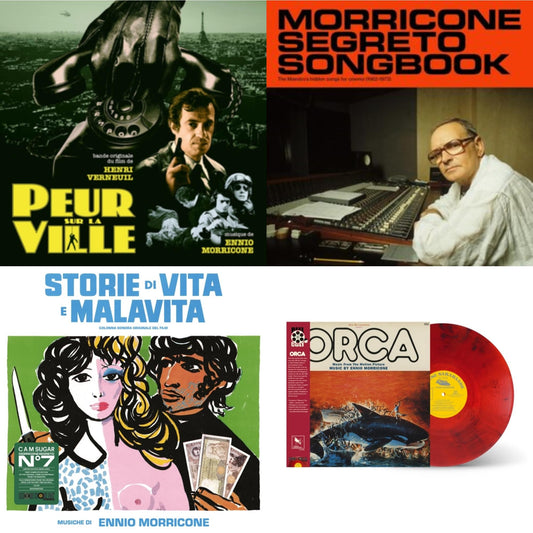 Peur Sur La Ville (Gatefold Sleeve Designed By Eric Adrian Lee) & Morricone Segreto Songbook (1962-1973) (2LP) & Storie Di Vita E Malavita (Colonna Sonora Originale Del Film) & Orca (Music From The Motion Picture) (Reel Cut Series) (Red LP Vinyl)