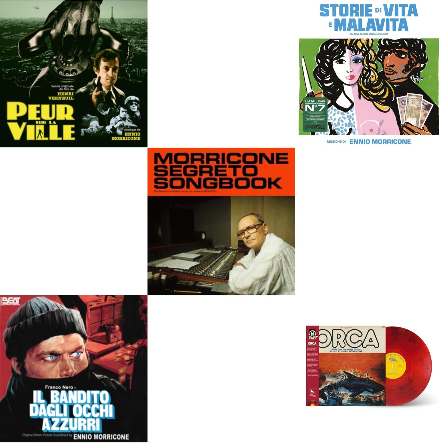 Ennio Morricone - Peur Sur La Ville (Gatefold Sleeve Designed By Eric Adrian Lee) & Blue-Eyed Bandit (Il Bandito Dagli Occhi Azzurri) Ost & Morricone Segreto Songbook (1962-1973) (2LP) & Storie Di Vita E Malavita (Colonna Sonora Originale Del Film) &