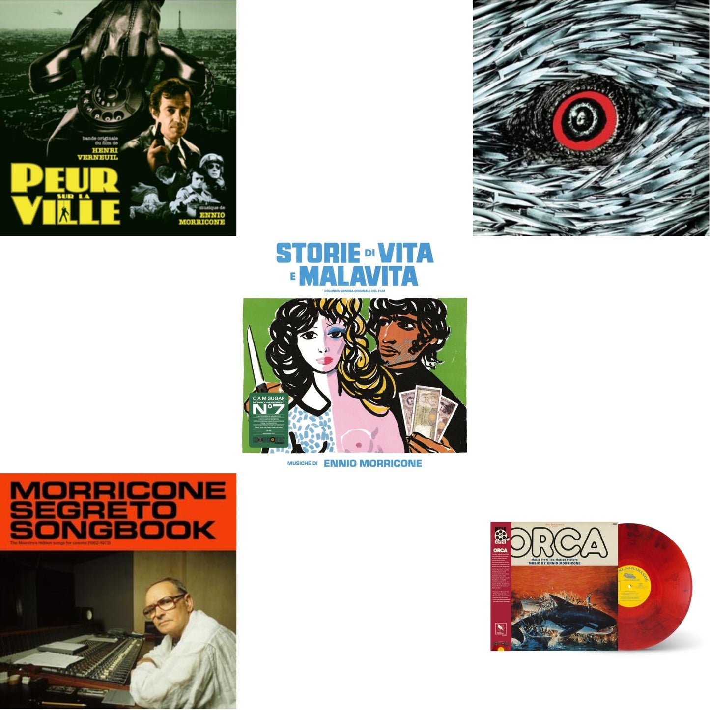 Ennio Morricone - Peur Sur La Ville (Gatefold Sleeve Designed By Eric Adrian Lee) & Morricone Segreto Songbook (1962-1973) (2LP) & Storie Di Vita E Malavita (Colonna Sonora Originale Del Film) & Bird With The Crystal Plumage (140G/Crystal Clear LP